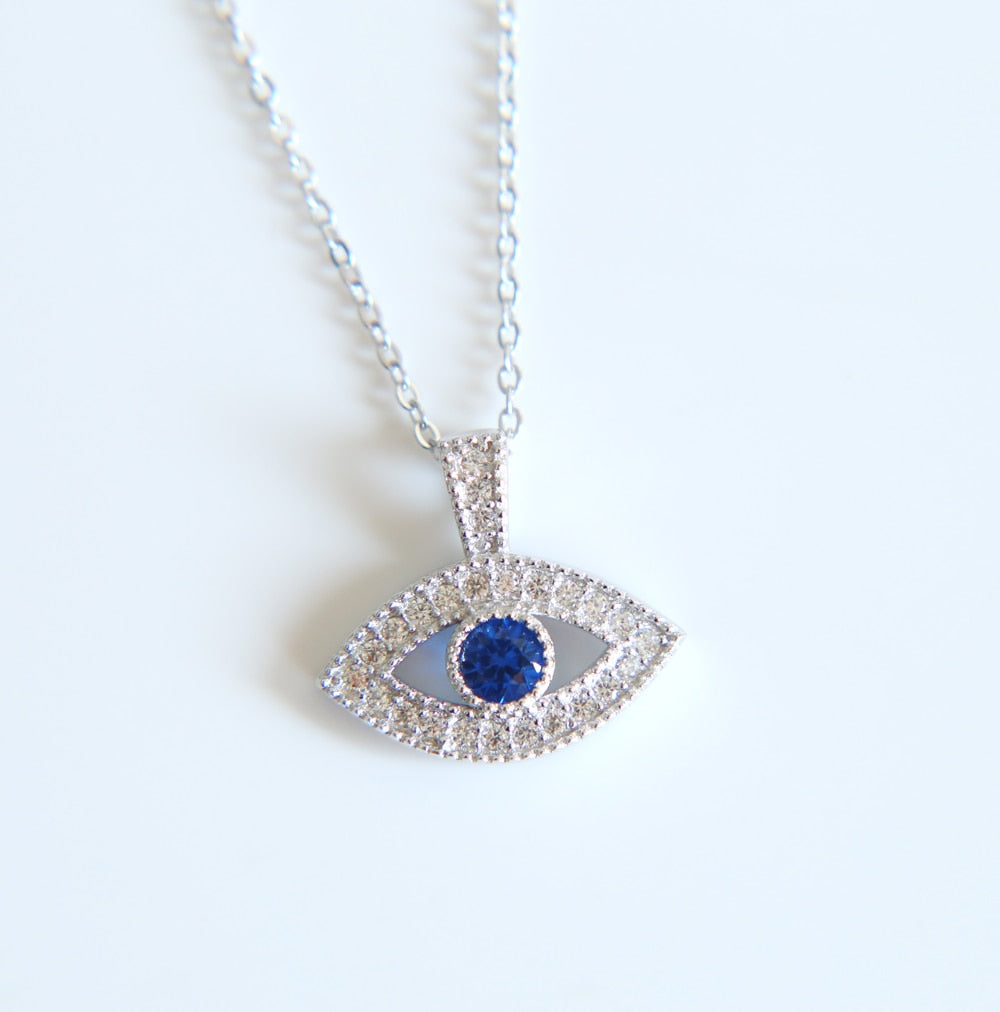 Classic Silver Blue Evil Eye Necklace