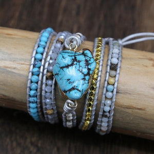Turquoise Charm Wrap Bracelet - Sutra Wear