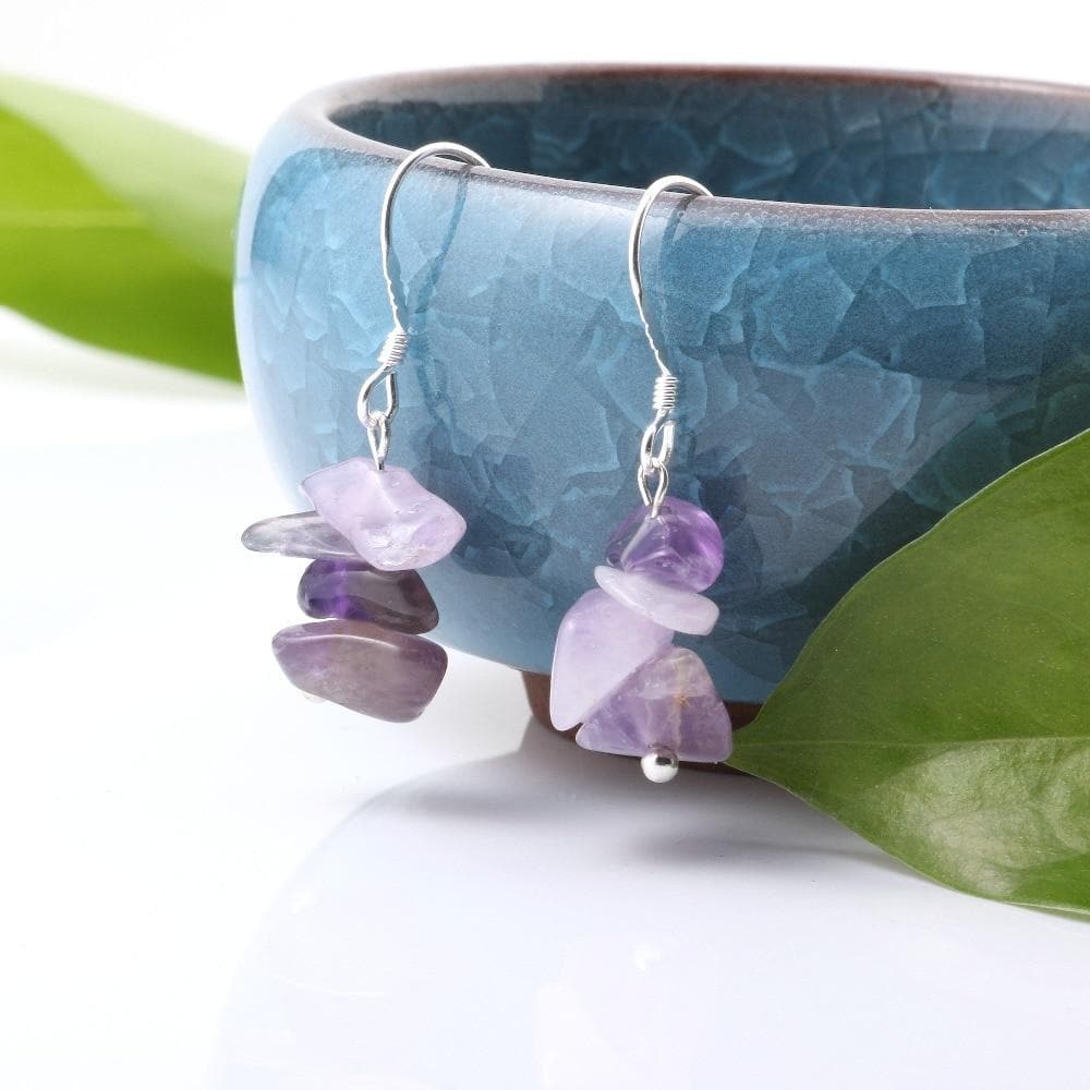 Natural Tumbled Crystal Stone Drop Earrings - Sutra Wear