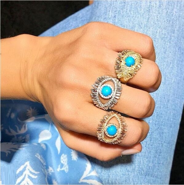 Artgem 14 K Sapphire and Diamond Evil Eye Gold Ring at Rs 11500 in Jaipur