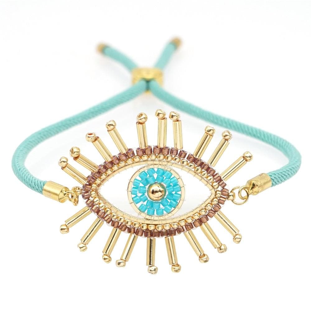 14KT Yellow Real Gold Small Circular Evil Eye Bracelet Jewelry Blue Evil  Eye Bracelet Charm Chain Protection Good Luck Bracelets Women and Girls  Gifts Trendy Fun - Goldcraft Inc