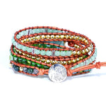 Green Quartz Crystal Charm Wrap Bracelet - Sutra Wear