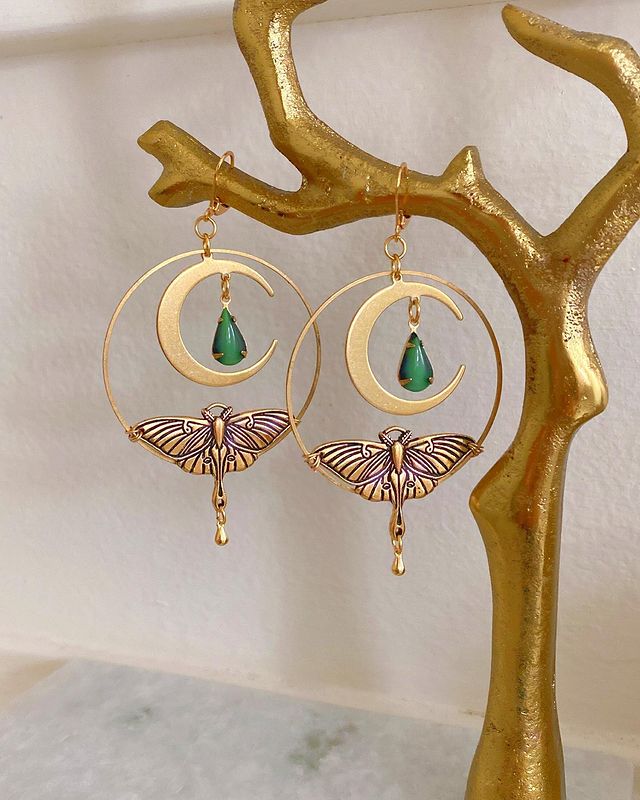 luna moth drop earrings