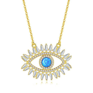 Evil Eye Silver Blue Crystal 925 Sterling Silver Necklace- Sutra Wear