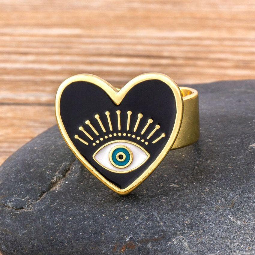 Evil Eye Heart Ring