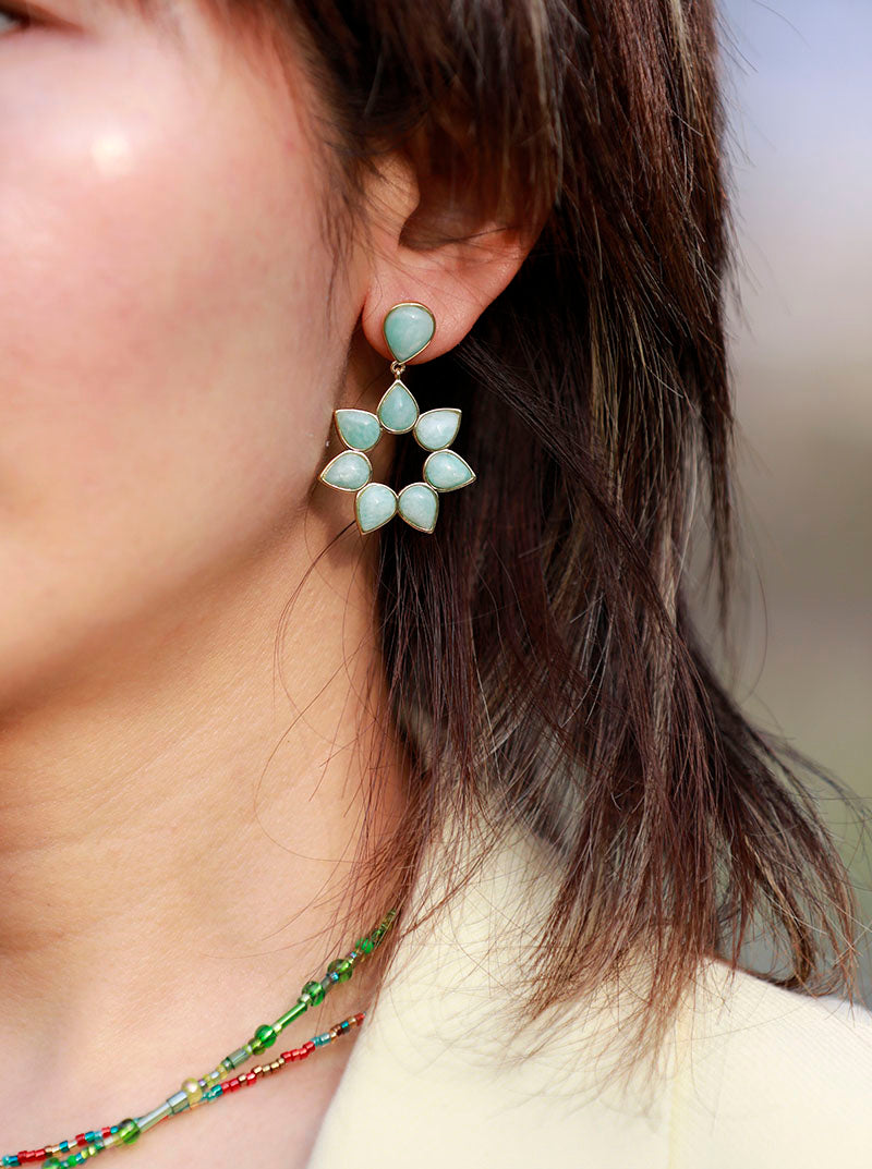 Flower Earrings - Amethyst, Amazonite