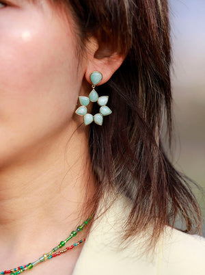 Flower Earrings - Amethyst, Amazonite