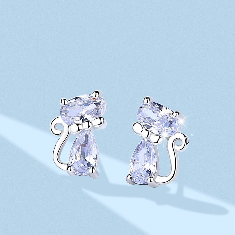 Crystal Cat Earrings