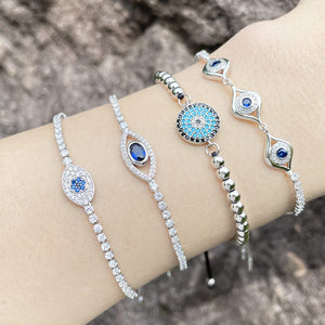 Evil Eye Bracelets in Silver Color