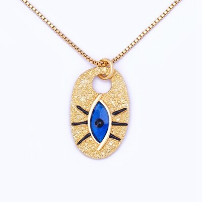 14KT Yellow Gold Labyrinth Evil Eye Necklace