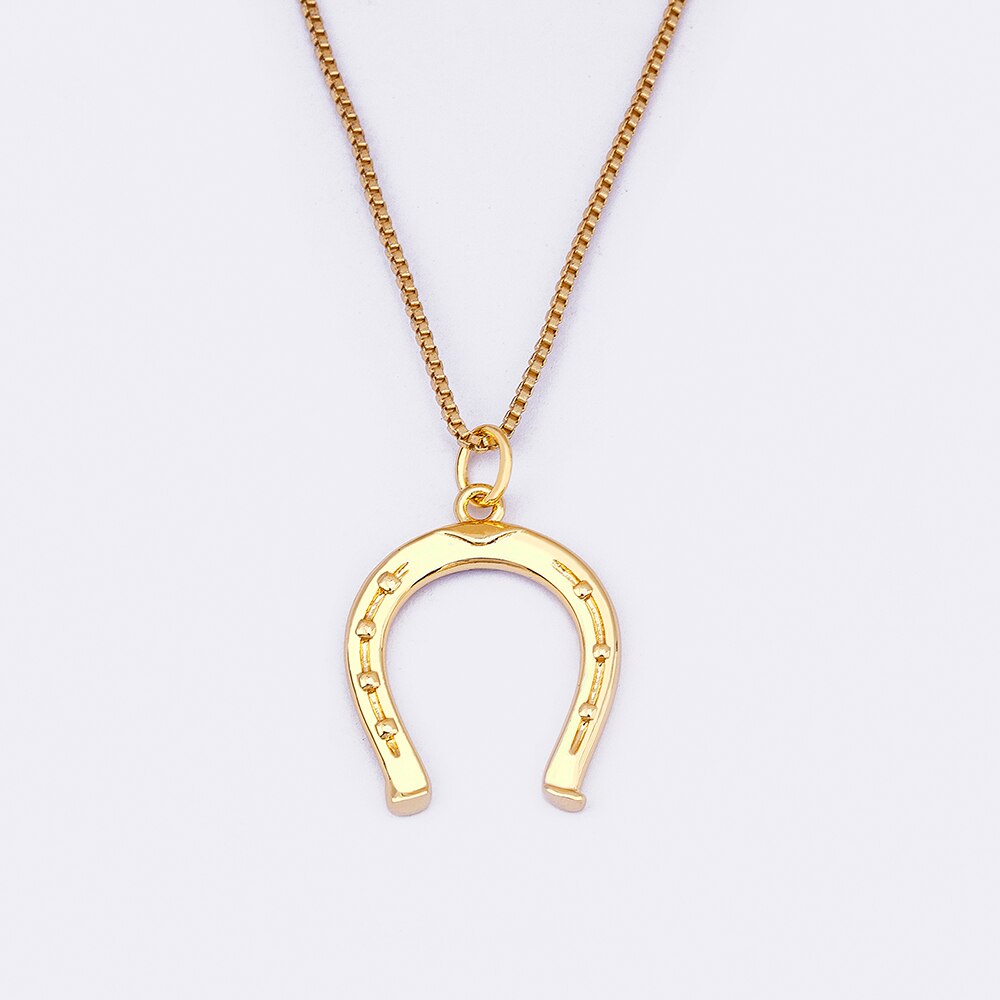Arzonai Very pretty gold coloured lucky horseshoe necklace chain with  friendship gift card