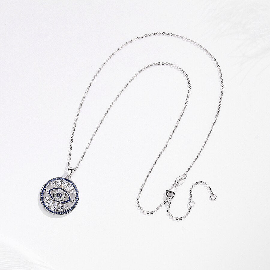 Evil Eye with Big Zircon Stones 925 Sterling Silver Necklace
