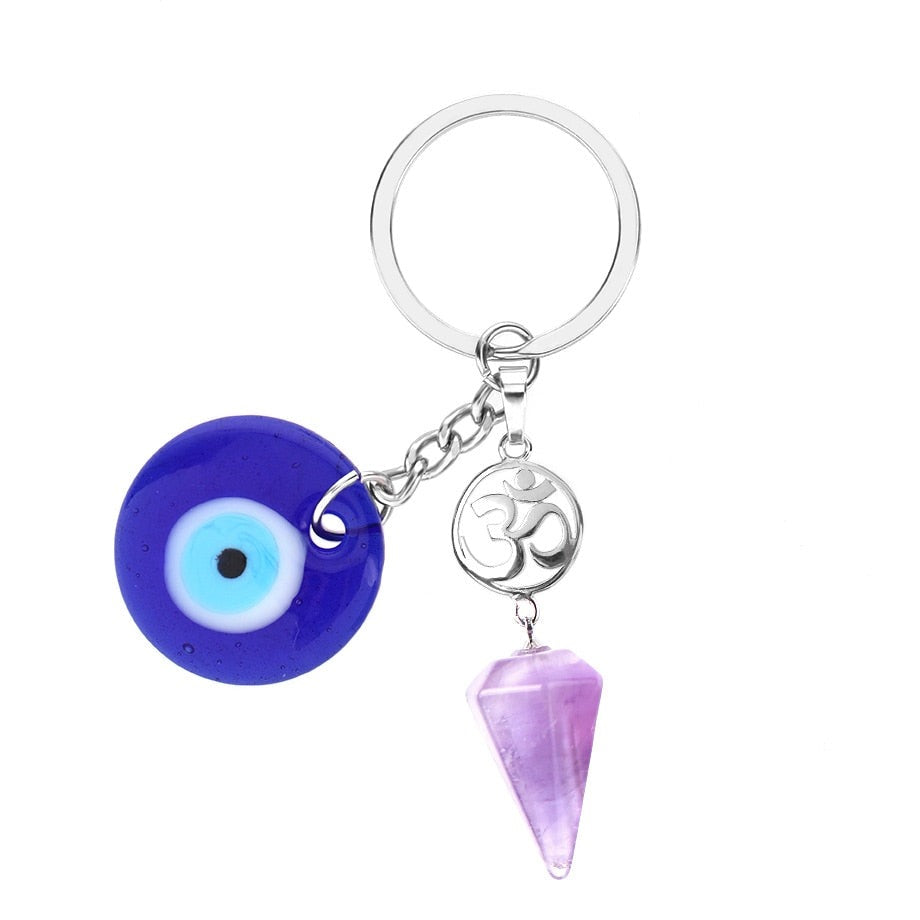 Evil Eye Crystal Keychain, OM Keychain