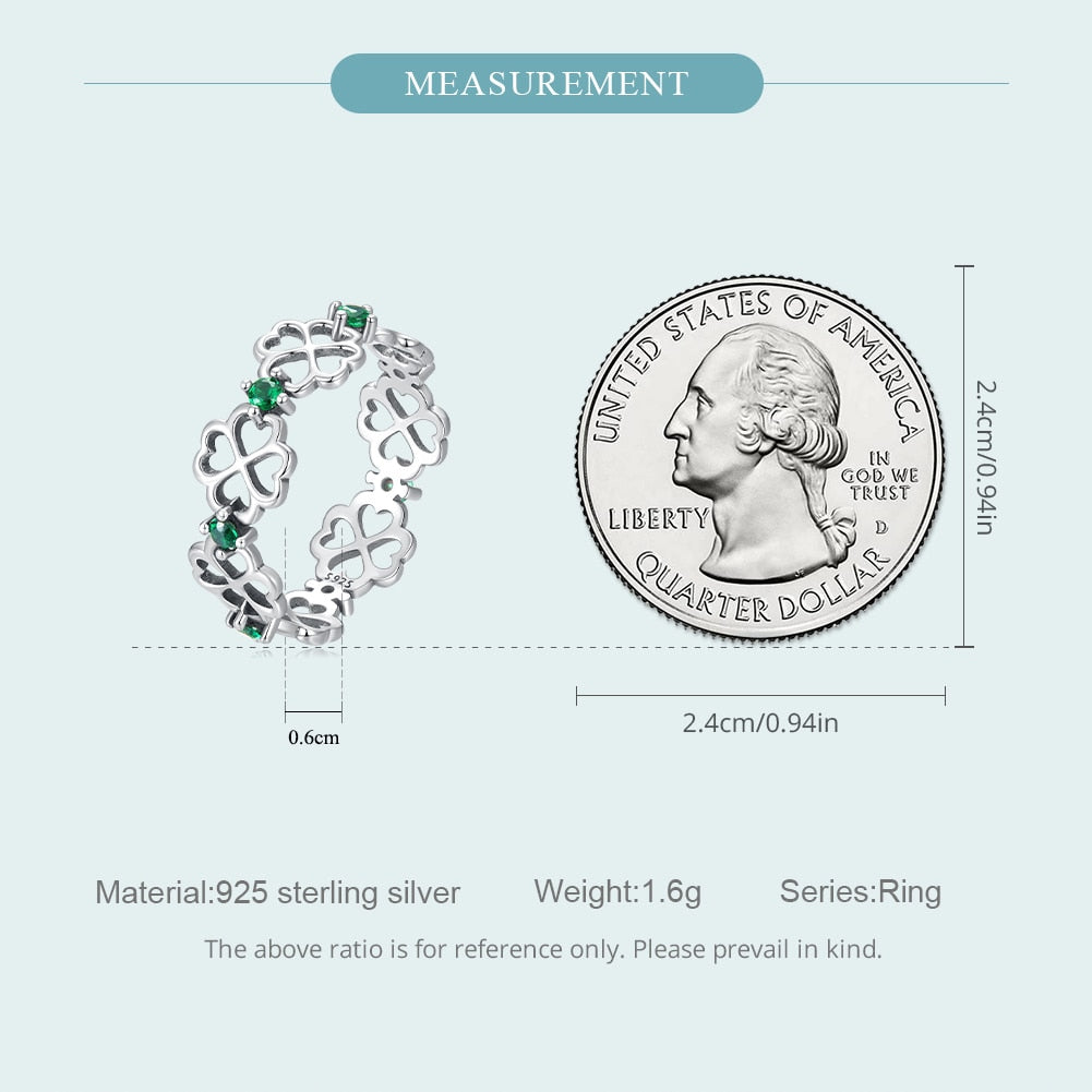 Four Leaf Clover Minimalist 925 Sterling Silver Ring
