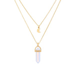 Crystal Necklace, Multilayer Moon Necklace
