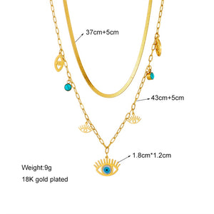 Layered Evil Eye Necklace - Chunky Chain Necklace