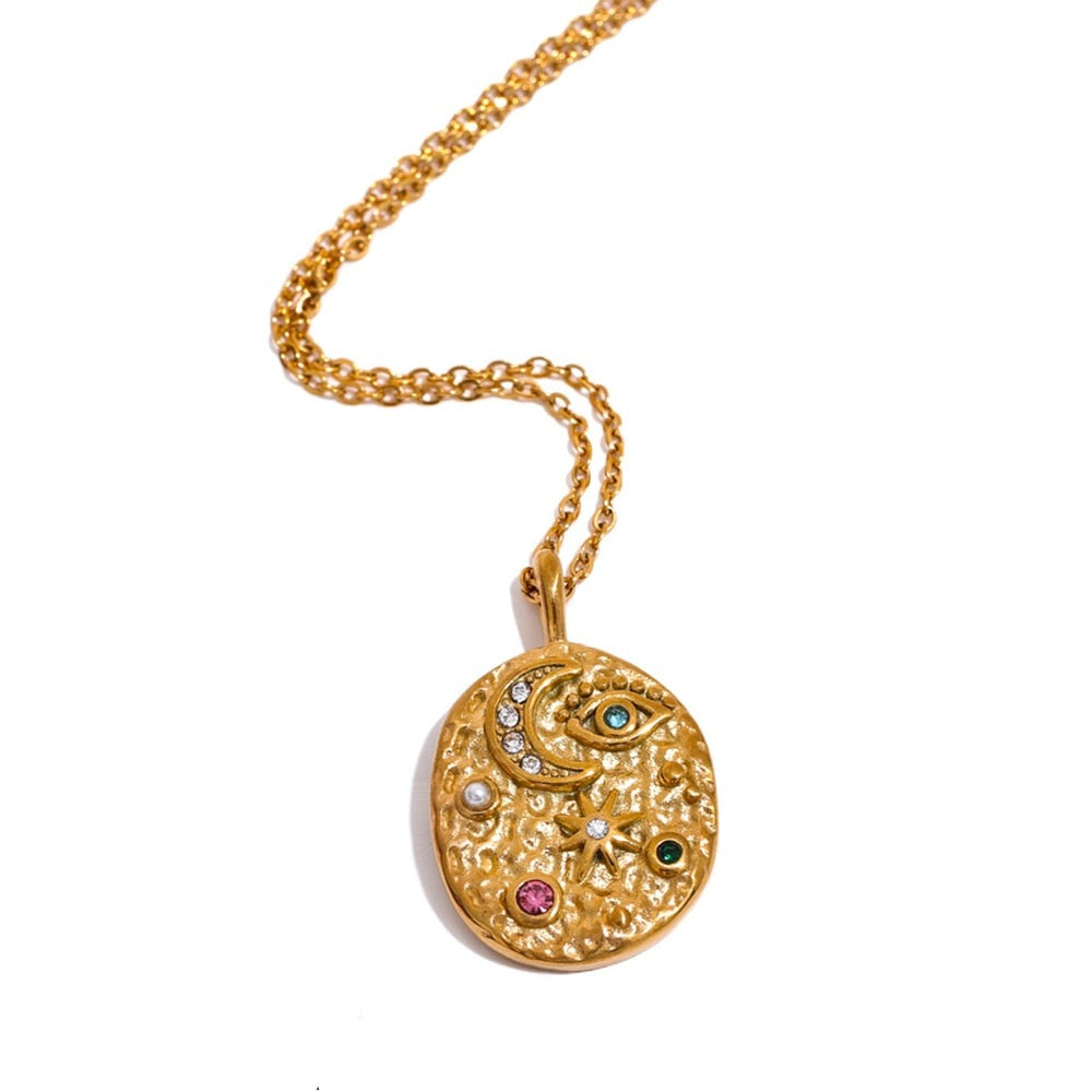 Moon Pendant With Simple Chain - SK10098 – Kaya Online