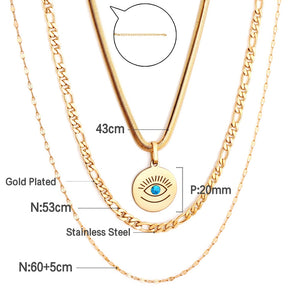 Evil Eye Multilayer Gold Color Necklace