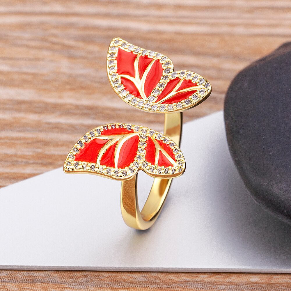 Shiny Butterfly Long Chain Rings Multilayer Rhinestone Open Ring Sweet –  Jewelsalley