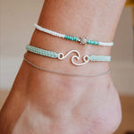 Turquoise Thread Layered Anklet