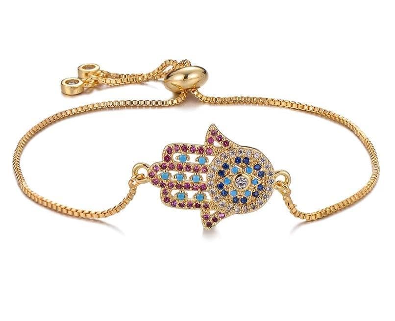 Get GoldPlated Hamsa Hand Element with Mother of Pearl Evil Eye Bracelet  with Chunky Chain at  599  LBB Shop