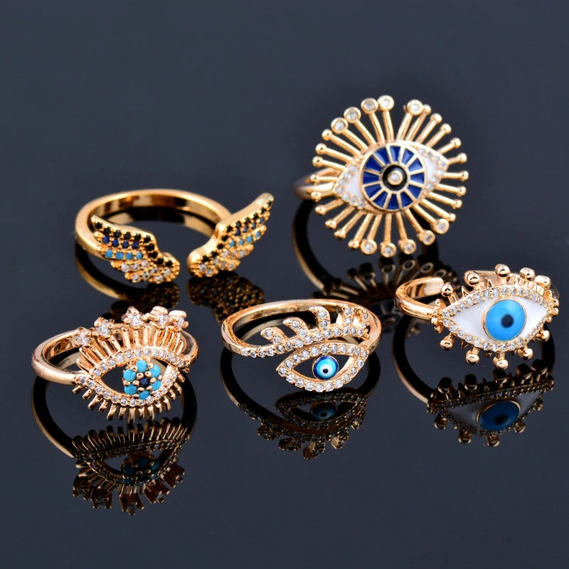 Powder Blue Petite Diamond Evil Eye Ring – Madhuri Parson | New York